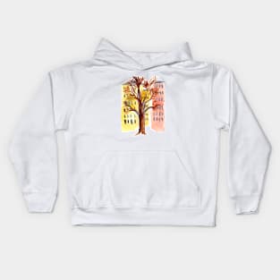 Urban Sketch Apartment Building Watercolor Kids Hoodie